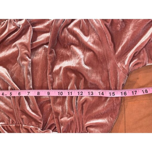 MISA Los Angeles Women's Desma Velvet Wrap Cocktail Mini Dress Pink Size Medium - Picture 7 of 11